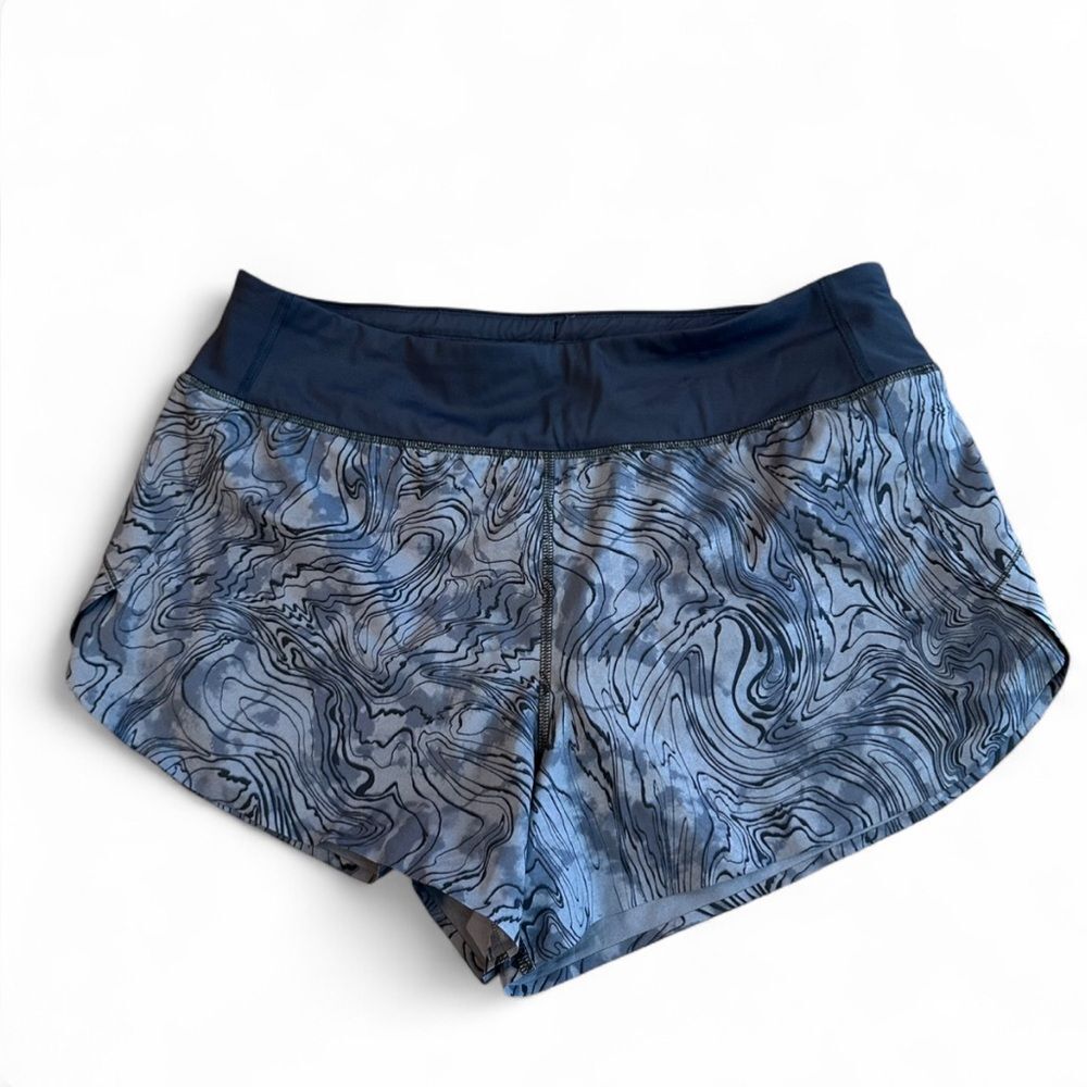 Athleta Run With It Shorts Blue Print Large